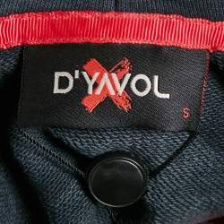 مملوكة مسبقًا D`yavol X Navy Blue Perfectly Flawed Embroidery Cotton Blend Hooded Sweatshirt S