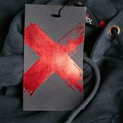 مملوكة مسبقًا D`yavol X Navy Blue Perfectly Flawed Embroidery Cotton Blend Hooded Sweatshirt S