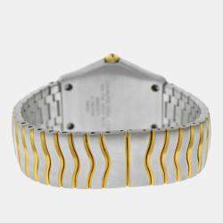 Pre Owned Ebel Classic Wave E1187F44 Quartz Diamond 18K Yellow Gold Stainless Steel Men's Wristwatch 38 mm