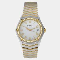 Pre Owned Ebel Classic Wave E1187F44 Quartz Diamond 18K Yellow Gold Stainless Steel Men's Wristwatch 38 mm