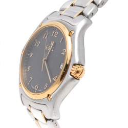 Pre Owned Ebel Black 18K Yellow Gold & Stainless Steel 1911 1187916 Men's Wristwatch 36 mm