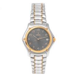 Pre Owned Ebel Black 18K Yellow Gold & Stainless Steel 1911 1187916 Men's Wristwatch 36 mm
