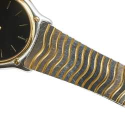 Ebel Black 18k Yellow Gold Stainless Steel Classic Wave 181903 Men's Wristwatch 36 mm