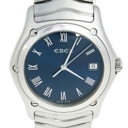 Ebel Blue Stainless Steel Classic Wave 9187F41 Men's Wristwatch 38 mm