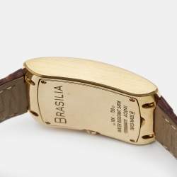 Ebel Silver 18K Yellow Gold Alligator Leather Brasilia 1215618 Men's Wristwatch 32.50 mm