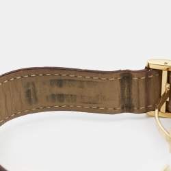 Ebel Silver 18K Yellow Gold Alligator Leather Brasilia 1215618 Men's Wristwatch 32.50 mm