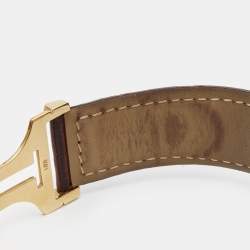 Ebel Silver 18K Yellow Gold Alligator Leather Brasilia 1215618 Men's Wristwatch 32.50 mm