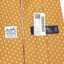 Hermès Orange Cadena H Silk Tie