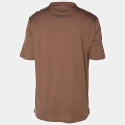 Pre Owned تسيرت إليفنثي جيرسي بياقة هينلي بني مقاس كبير جداً - إكسترا لارج