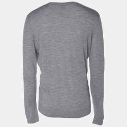 Pre Owned Elevety Grey Merino Wool Knit Full Sleeve T-Shirt XL