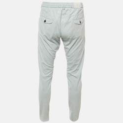 Pre Owned Eleventy Pale Blue Cotton Blend Drawstring Trousers L
