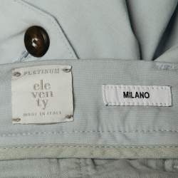 Pre Owned Eleventy Pale Blue Cotton Blend Drawstring Trousers L