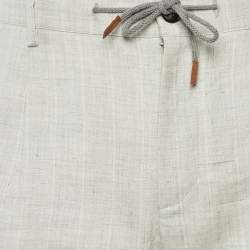 مملوكة مسبقًا Eleventy Grey Linen & Wool Blend Shorts L  