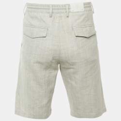 مملوكة مسبقًا Eleventy Grey Linen & Wool Blend Shorts L  