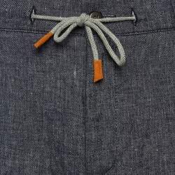 Pre Owned شورت إليفنتي قطن وكتان أزرق داكن مقاس كبير