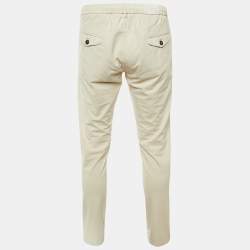 Pre Owned بنطلون إليفنتي مزيج قطن بيج برباط مقاس كبير