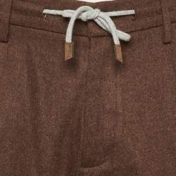 Pre Owned بنطلون إليفنتي صوف بني مقاس كبير