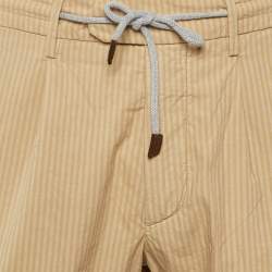 مملوكة مسبقًا Eleventy Beige Striped Cotton Blend Trousers L