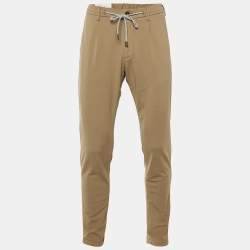 مملوكة مسبقًا Eleventy Beige Cotton Blend Drawstring Trousers L