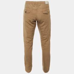 Pre Owned بنطالون إليفنتي كتان كاكي برباط مقاس متوسط