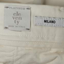 Pre Owned Eleventy White Cotton Blend Drawstring Trousers L