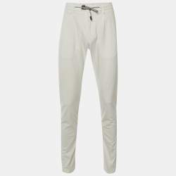 مملوكة مسبقًا Eleventy White Cotton Blend Drawstring Trousers L