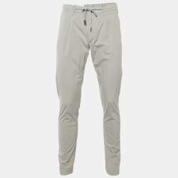مملوكة مسبقًا Eleventy Grey Cotton Drawstring Trousers L