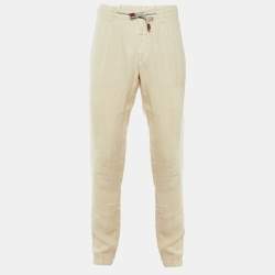 مملوكة مسبقًا Eleventy Beige Linen Drawstring Trousers L