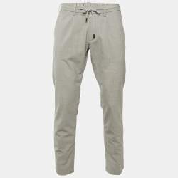 Pre Owned بنطلون إليفنتي صوف رمادي برباط خصر مقاس متوسط / خصر 33 بوصة