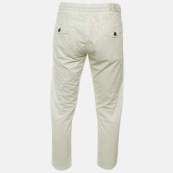 Pre Owned بنطلون إليفنتي قطن أبيض مزخرف مقاس كبير/محيط خصر 33 بوصة