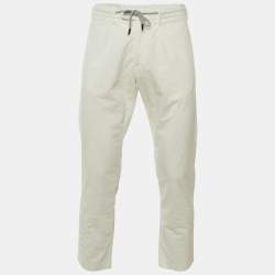 Pre Owned بنطلون إليفنتي قطن أبيض مزخرف مقاس كبير/محيط خصر 33 بوصة