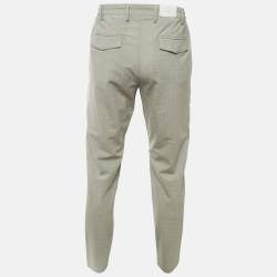 Pre Owned بنطلون إليفنتي صوف مخطط رمادي بثنيات مقاس كبير/خصر 34 بوصة