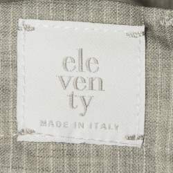 Pre Owned بنطلون إليفنتي صوف مخطط رمادي بثنيات مقاس كبير/خصر 34 بوصة