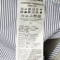 Pre Owned بنطلون إليفنتي صوف مخطط رمادي بثنيات مقاس كبير/خصر 34 بوصة