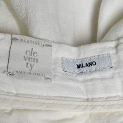 Pre Owned Eleventy White Linen Milano Drawstring Waist Pants L