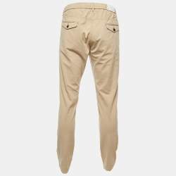 Pre Owned بنطلون إليفنتي مزيج قطن بيج بخصر مطاطي مقاس متوسط/محيط الخصر 32 بوصة