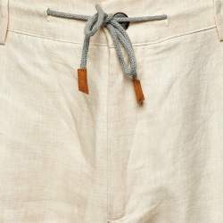 مملوكة مسبقًا بنطلون إليفنتي بيج كتان مطاطي الخصر مقاس وسط 31 إنش متوسطة