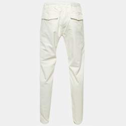 Pre Owned بنطلون إليفنتي قطن أبيض فيلور برباط خصر مقاس متوسط