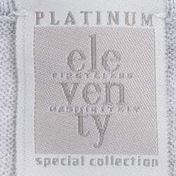 Eleventy Grey Knit Button Full Sleeve Polo T-Shirt L