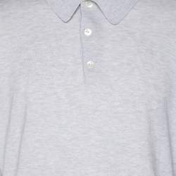 Eleventy Grey Knit Button Full Sleeve Polo T-Shirt L