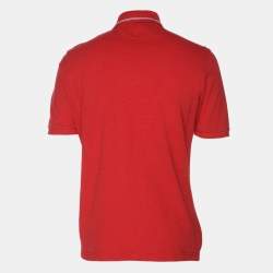 Eleventy Red Knit Button Polo T-Shirt L