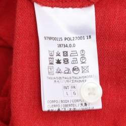 Eleventy Red Knit Button Polo T-Shirt L