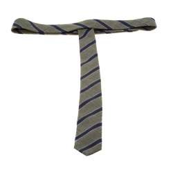 Pre Owned Emporio Armani Olive Green and Navy Blue Diagonal Striped Wool Tie