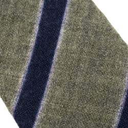 Pre Owned Emporio Armani Olive Green and Navy Blue Diagonal Striped Wool Tie