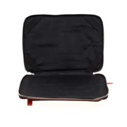 Pre Owned Emporio Armani Coral Orange Leather Zip Around iPad Case