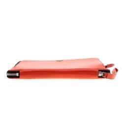 Pre Owned Emporio Armani Coral Orange Leather Zip Around iPad Case