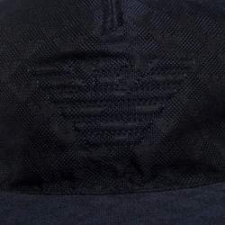 Pre Owned Emporio Armani Blue Logo Patterned Baseball Cap Size L