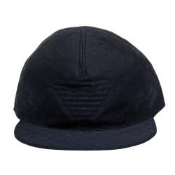 Pre Owned Emporio Armani Blue Logo Patterned Baseball Cap Size L