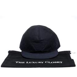 Pre Owned Emporio Armani Blue Logo Patterned Baseball Cap Size L