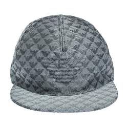 مملوكة مسبقًا Emporio Armani Platinum Blue Logo Pattern Baseball Cap M
